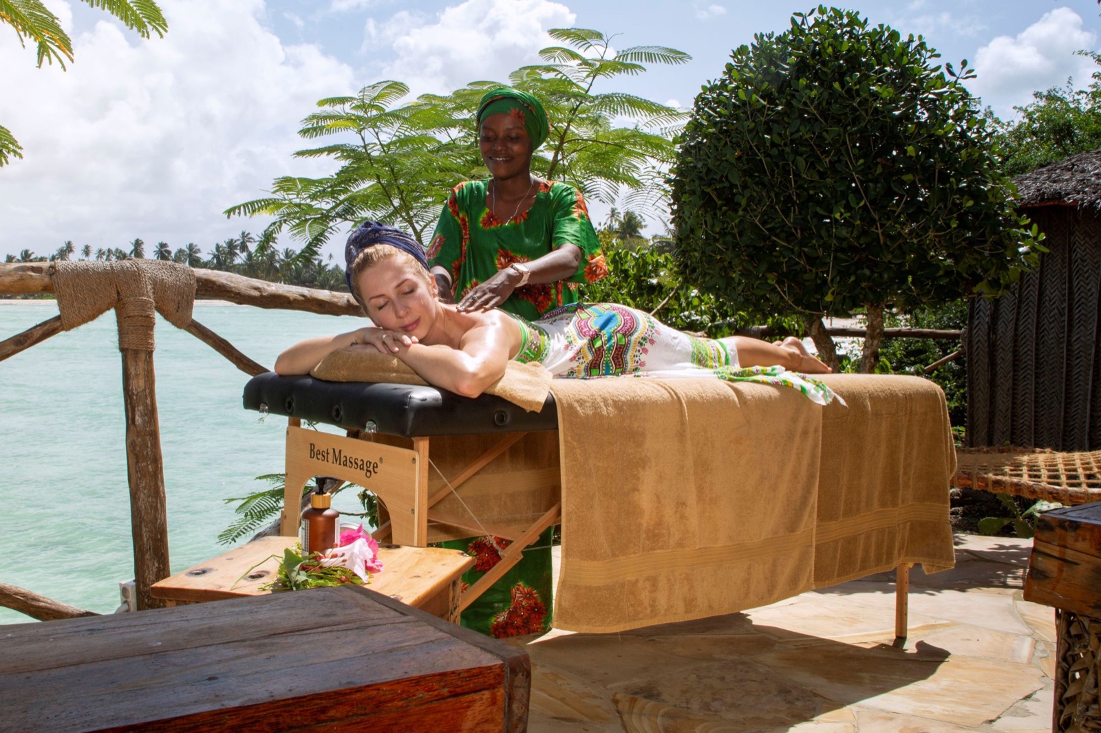 Outdoor spa treatment at Pongwe Island