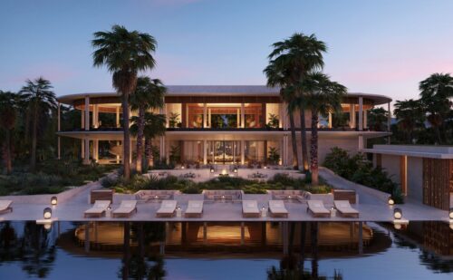 Amanvari Casa Grande Lodge illuminated at night on Baja East Cape