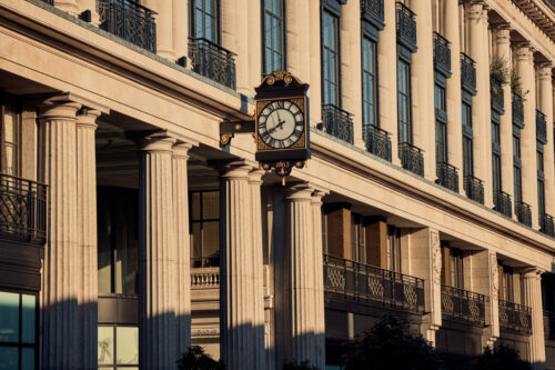 The Whiteley Grade II listed facade clock in Bayswater London