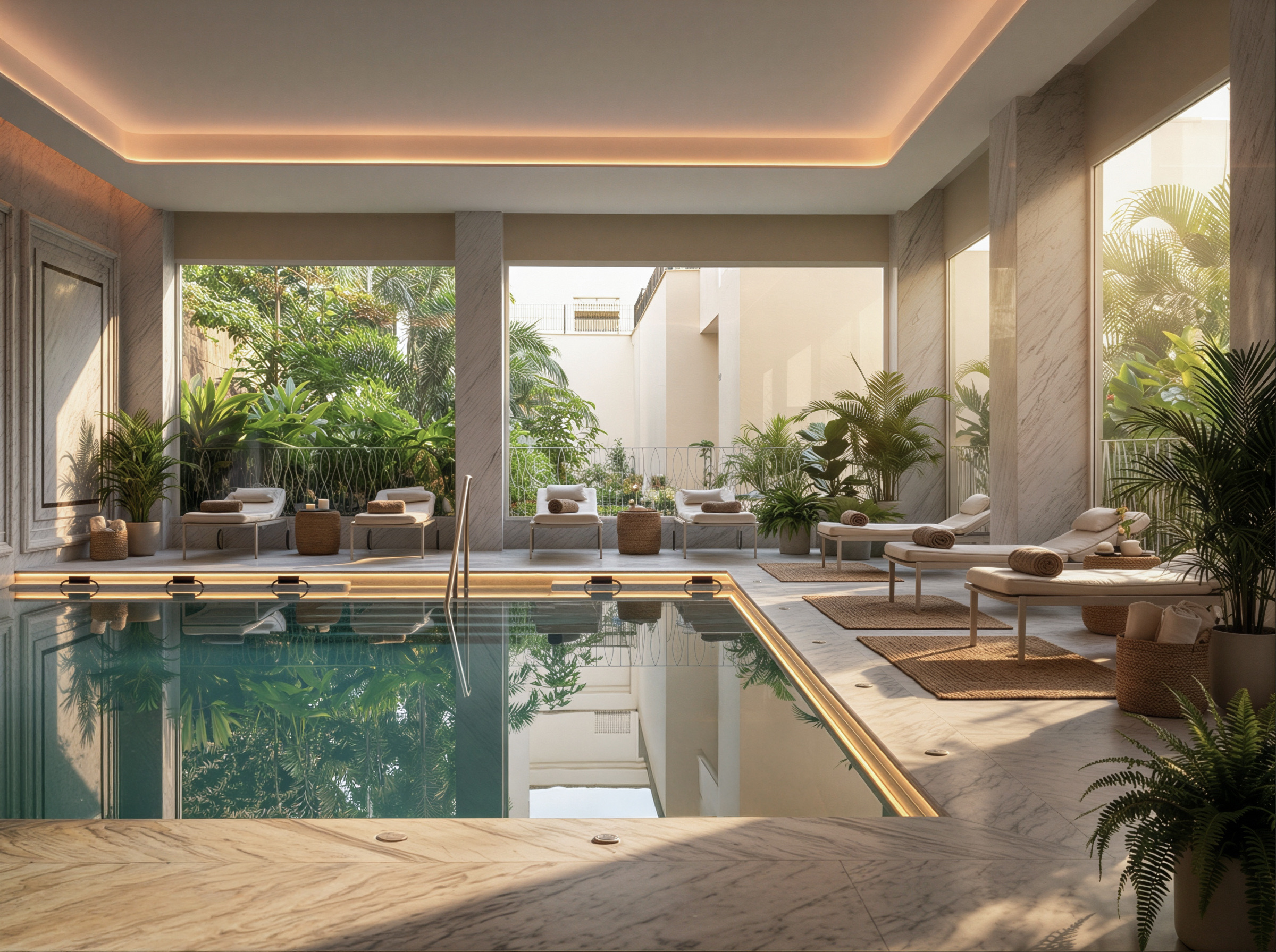 ZEM Altea — indoor pool surrounded by greenery and Mediterranean light